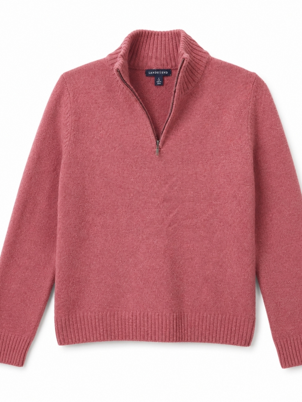 Lands' End Women's Zip-Up Sweater - Dusty Rose, Size Small